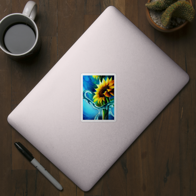 STUNNING SUNFLOWER BLUE BACKGROUND by sailorsam1805